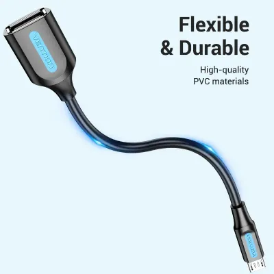 VENTION USB 2.0 Mirco-B Male to A Female OTG Cable 0.15M Black PVC TypeModel # CCUBB