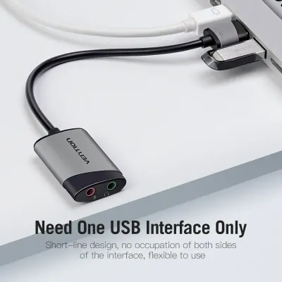 VENTION USB External Sound Card 0.15M Gray Metal TypeModel # CDKHB