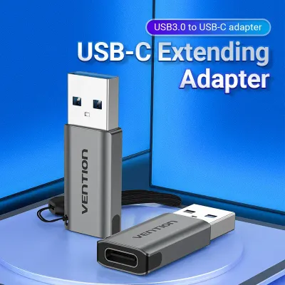 VENTION USB 3.0 Male to USB-C Female Adapter Gray Aluminum Alloy TypeModel # CDPH0