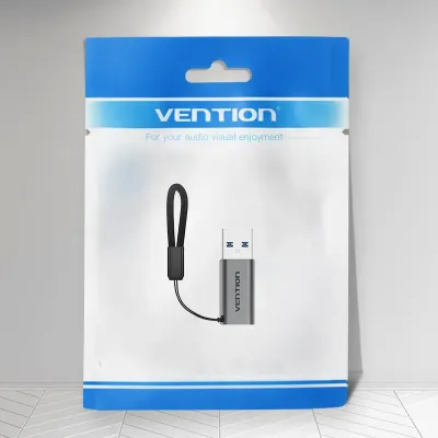 VENTION USB 3.0 Male to USB-C Female Adapter Gray Aluminum Alloy Type X2Model # CDPH0-2