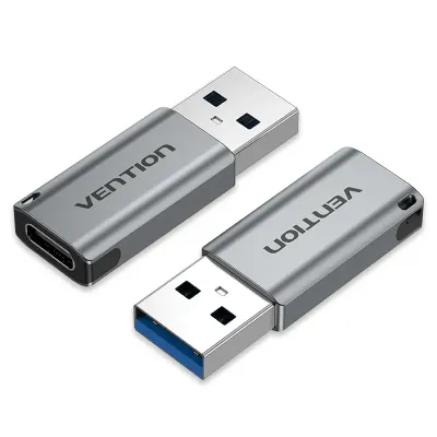 VENTION USB 3.0 Male to USB-C Female Adapter Gray Aluminum Alloy Type X2Model # CDPH0-2