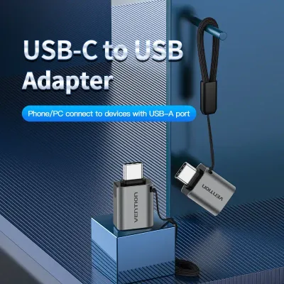 VENTION USB-C Male to USB 3.0 Female OTG Adapter Gray Aluminum Alloy TypeModel # CDQH0