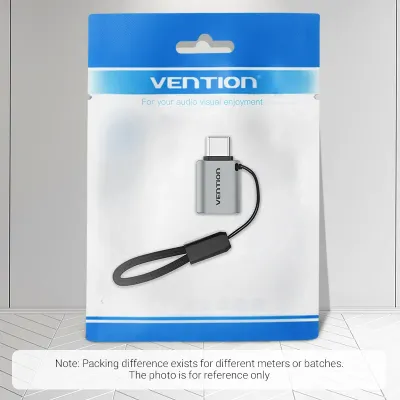 VENTION USB-C Male to USB 3.0 Female OTG Adapter Gray Aluminum Alloy Type Pack of 2Model # CDQH0-2