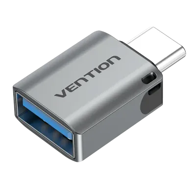 VENTION USB-C Male to USB 3.0 Female OTG Adapter Gray Aluminum Alloy Type Pack of 2Model # CDQH0-2