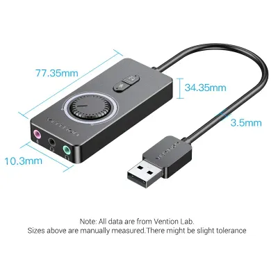 VENTION USB 2.0 External Stereo Sound Adapter with Volume Control 0.5M Black ABS TypeModel # CDRBD