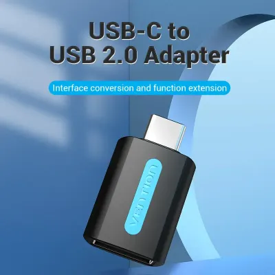 VENTION USB-C Male to USB 2.0 Female OTG Adapter Black PVC TypeModel # CDTB0