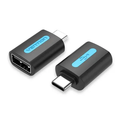 VENTION USB-C Male to USB 2.0 Female OTG Adapter Black PVC TypeModel # CDTB0