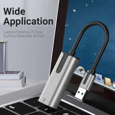 VENTION USB 3.0-A to Gigabit Ethernet Adapter Gray 0.15M Aluminum Alloy TypeModel # CEWHB