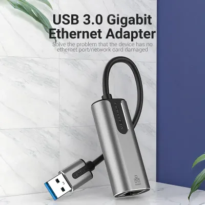 VENTION USB 3.0-A to Gigabit Ethernet Adapter Gray 0.15M Aluminum Alloy TypeModel # CEWHB