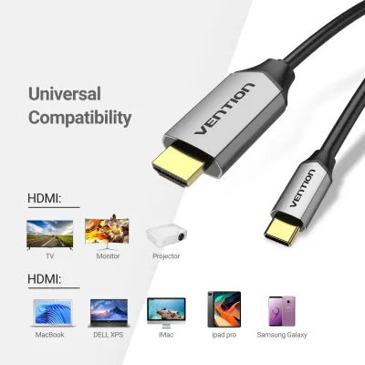 VENTION Type-C to HDMI Cable 1M Black Metal TypeModel # CGSBF