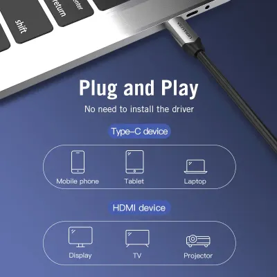 VENTION Type-C to HDMI Cable 1.5M Black Metal TypeModel # CGSBG