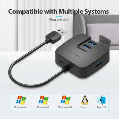 VENTION 4 Ports USB3.0 HUB 0.15M BlackModel # CHBBB