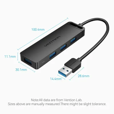 VENTION 4-Port USB 3.0 Hub With Power Supply 1M BlackModel # CHLBF