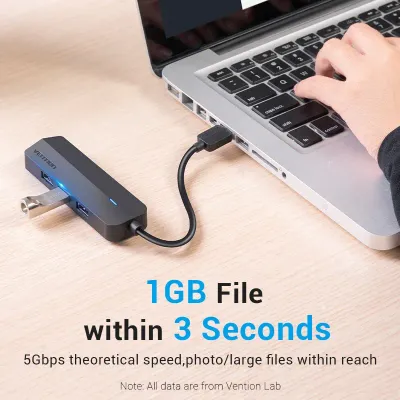 VENTION 3-Port USB 3.0 Hub with Gigabit Ethernet Adapter 0.15M BlackModel # CHNBB