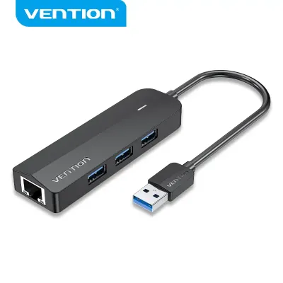 VENTION 3-Port USB 3.0 Hub with Gigabit Ethernet Adapter 0.15M BlackModel # CHNBB