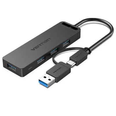 VENTION 4-Port USB 3.0 Hub with Type C & USB 3.0 2-in-1 Interface and Power Supply 0.15M ABS TypeModel # CHTBB