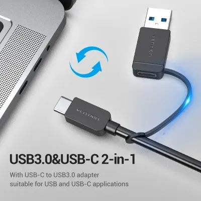 VENTION 4-Port USB 3.0 Hub with Type C & USB 3.0 2-in-1 Interface and Power Supply 0.15M ABS TypeModel # CHTBB