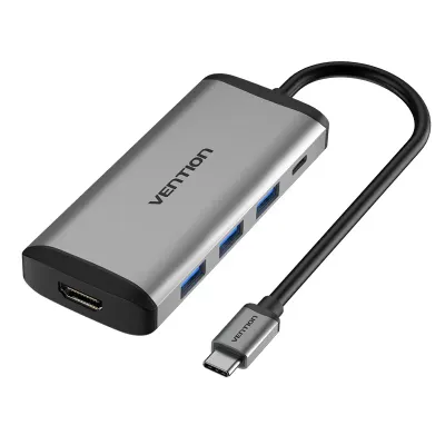 VENTION Type-C to HDMI/USB3.0*3/PD Converter 0.15M Gray Metal TypeModel # CNBHB