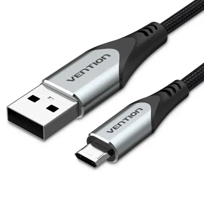 VENTION USB 2.0 A Male to Micro-B Male Cable 0.5M Gray Aluminum Alloy Type（Reversible Design）Model # COCHD