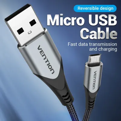 VENTION USB 2.0 A Male to Micro-B Male Cable 0.5M Gray Aluminum Alloy Type（Reversible Design）Model # COCHD