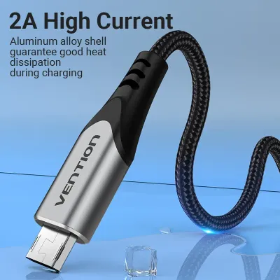 VENTION USB 2.0 A Male to Micro-B Male Cable 1M Gray Aluminum Alloy Type（Reversible Design）Model # COCHF