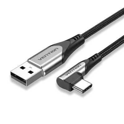 VENTION USB-C Right Angle to USB 2.0-A Cable 1M Gray Aluminum Alloy TypeModel # COEHF