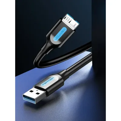 VENTION USB 3.0 A Male to Micro-B  Male  Cable 0.25M Black PVC TypeModel # COPBC