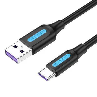 VENTION USB 2.0 A Male to C Male 5A Cable 0.25M Black PVC TypeModel # CORBC