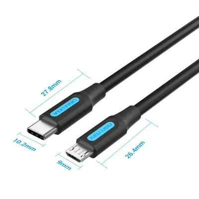 VENTION USB 2.0 C Male to Micro-B Male 2A Cable 0.5M BlackModel # COVBD