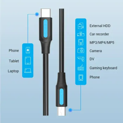 VENTION USB 2.0 C Male to Mini-B Male 2A Cable 0.5M BlackModel # COWBD