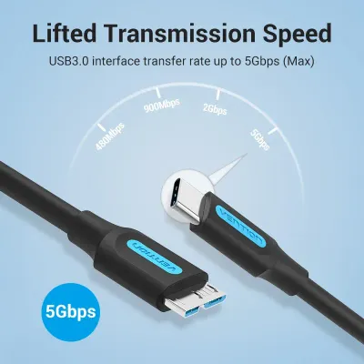 VENTION USB 3.0 C Male to Micro-B Male 2A Cable 1M BlackModel # CQABF