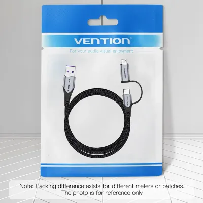 VENTION USB 2.0 A Male to 2-in-1 USB-C&Micro-B Male 5A Cable 0.5M Gray Aluminum Alloy TypeModel # CQFHD