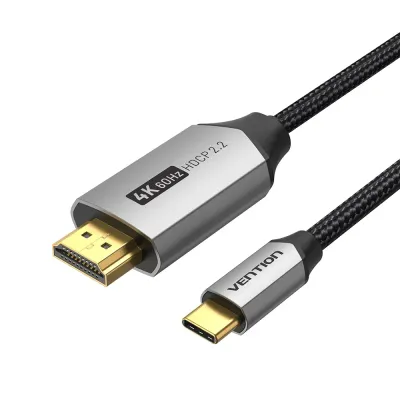 VENTION Cotton Braided USB-C to HDMI Cable 1M Black Aluminum Alloy TypeModel # CRBBF