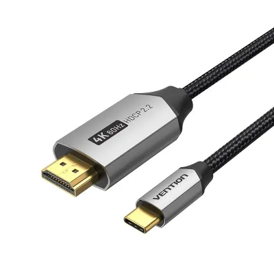 VENTION Cotton Braided USB-C to HDMI Cable 1M Black Aluminum Alloy TypeModel # CRBBF