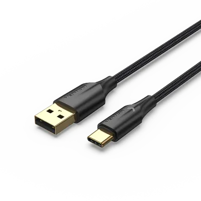 VENTION Nylon Braided USB 2.0 A Male to C Male 3A Cable 1M Black LED TypeModel # CTFBF