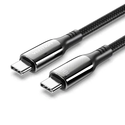 VENTION Cotton Braided USB 2.0 C Male to C Male 5A Cable 1.2M Black Zinc Alloy TypeModel # CTKBAV