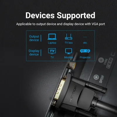 VENTION VGA(3+6) Male to Male Cable with ferrite cores 5M BlackModel # DAEBJ