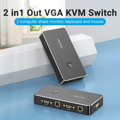 VENTION 2 in 1 Out VGA KVM Switch Black Metal TypeModel # DBEB0