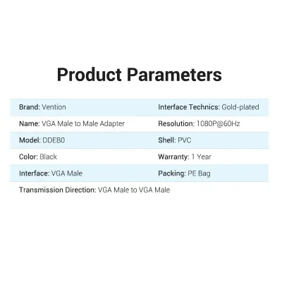 VENTION VGA Male to Male Adapter BlackModel # DDEB0