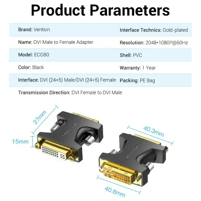 VENTION DVI Male to Female Adapter BlackModel # ECGB0