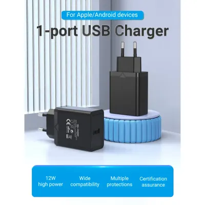 VENTION 1-port USB Wall Charger(12W) UK-Plug BlackModel # FAAB0-UK