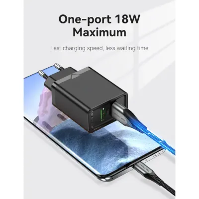 VENTION Two-Port  USB(A+A) Wall Charger (18W/18W) EU-Plug BlackModel # FBAB0-EU