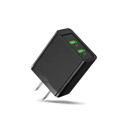 VENTION Two-Port  USB(A+A) Wall Charger (18W/18W) US-Plug BlackModel # FBAB0-US