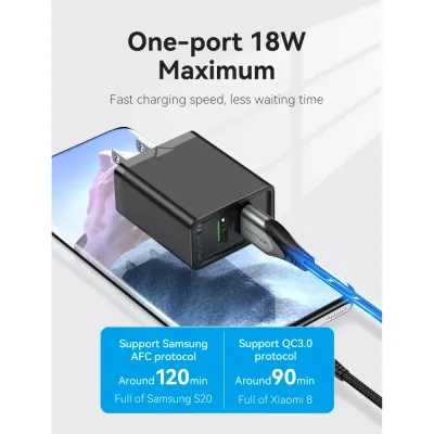 VENTION Two-Port  USB(A+A) Wall Charger (18W/18W) US-Plug BlackModel # FBAB0-US