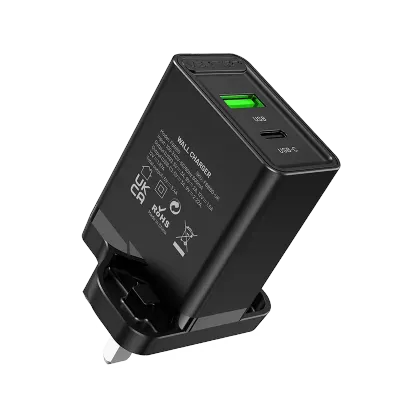 VENTION Two-Port  USB(A+C) Wall Charger (18W/20W) UK-Plug BlackModel # FBBB0-UK