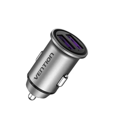 VENTION Two-Port USB A+A(30/30) Car Charger Gray Mini Style Aluminium Alloy TypeModel # FFEH0