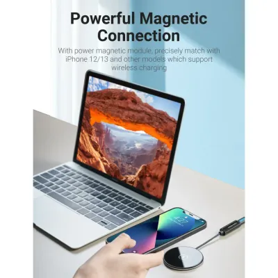 VENTION Magnetic Wireless Charger 15W Ultra-thin Mirrored Surface Type 0.05M BlackModel # FGABAG