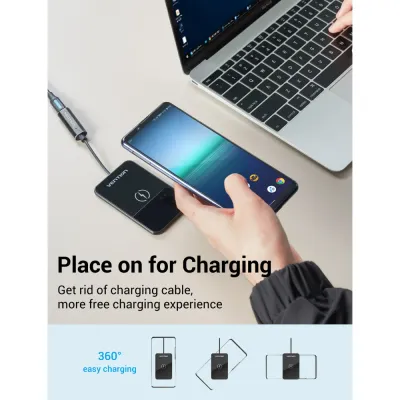 VENTION Wireless Charger 15W Ultra-thin Mirrored Surface Type 0.05M BlackModel # FGBBAG