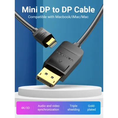 VENTION Mini DP to DP Cable 1.5M BlackModel # HAABG