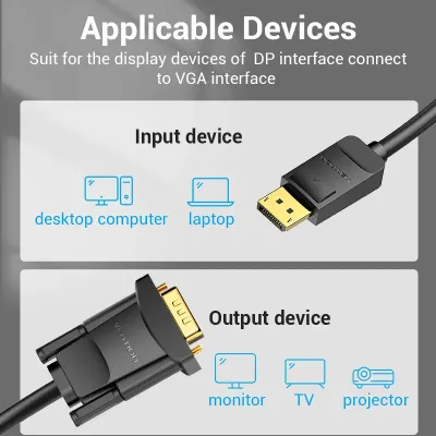 VENTION DP to VGA Cable 1.5M BlackModel # HBLBG